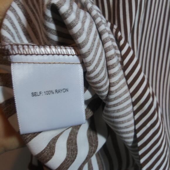 Jane and Delancey Brown and White Striped Boyfriend Button-Up Back Shirt Sz 2X - Picture 10 of 12
